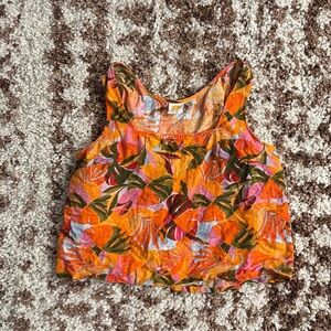 Orange Tropical Linen Top